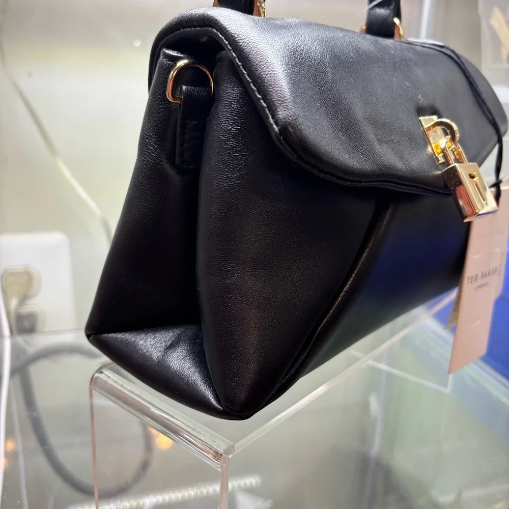 Ted Baker Black Satchel with Gold Accents